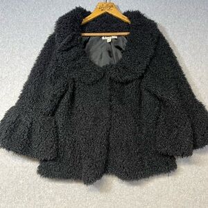 Carolyn Taylor Women's  Bell Sleeve Collar Cropped Large Black